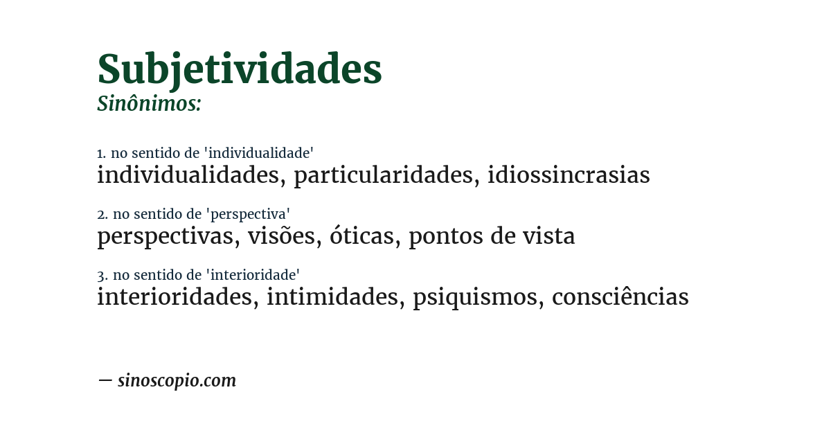 Sinônimo de subjetividades