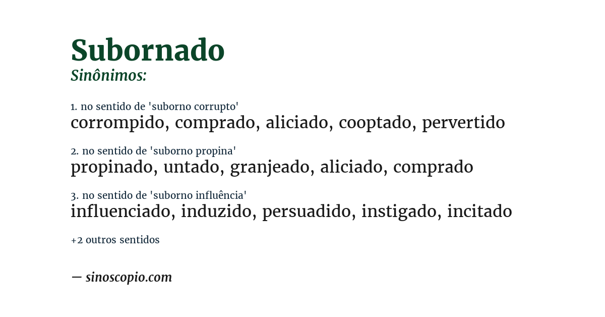 Sinônimo de subornado