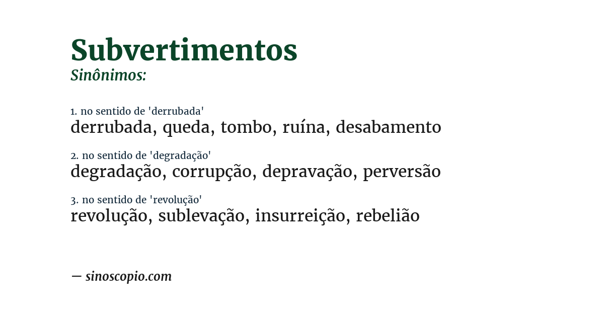 Sinônimo de subvertimentos