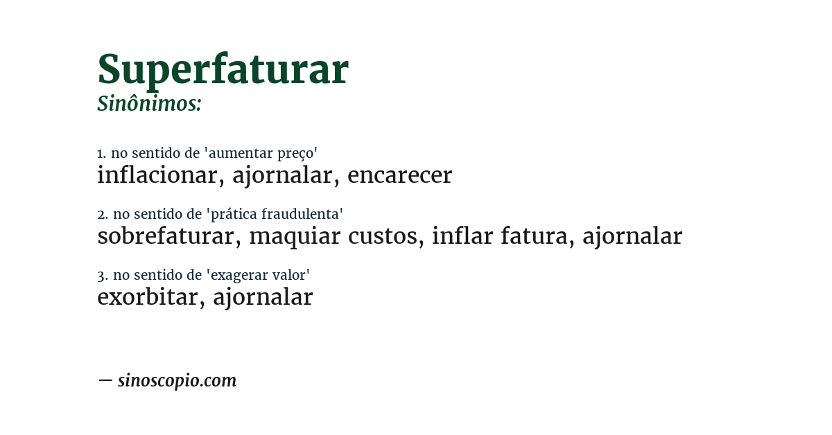 Sinônimo de superfaturar