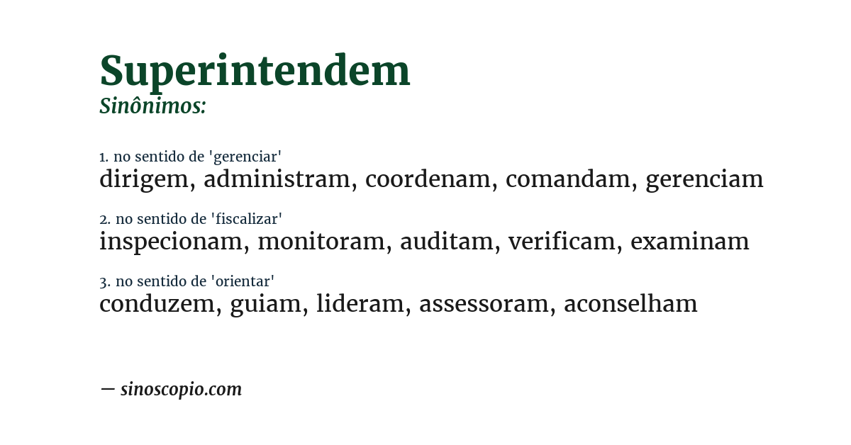 Sinônimo de superintendem