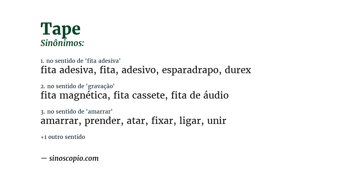 Sinônimo de tape