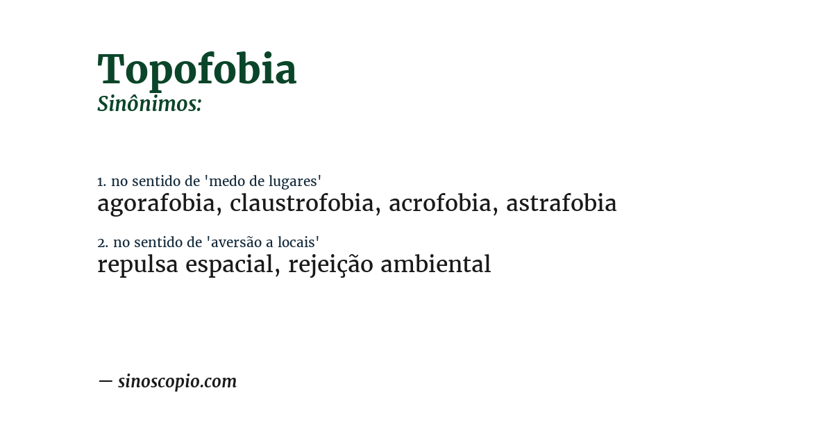 Sinônimo de topofobia