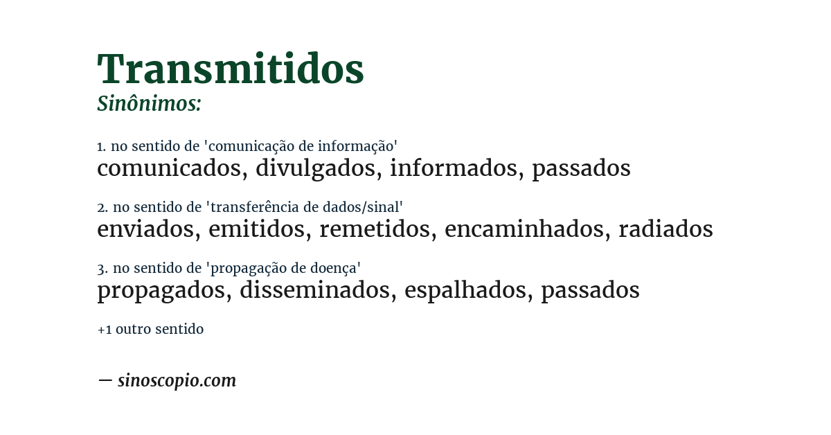Sinônimo de transmitidos