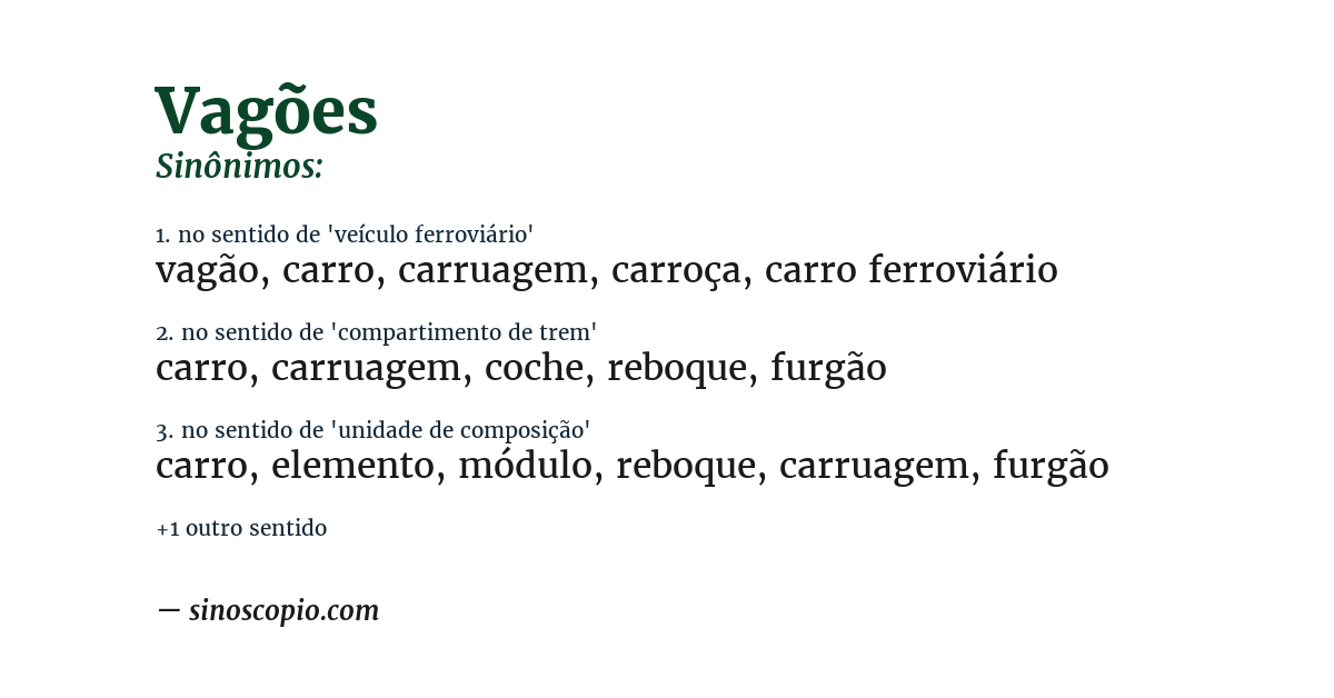 Sinônimo de vagões