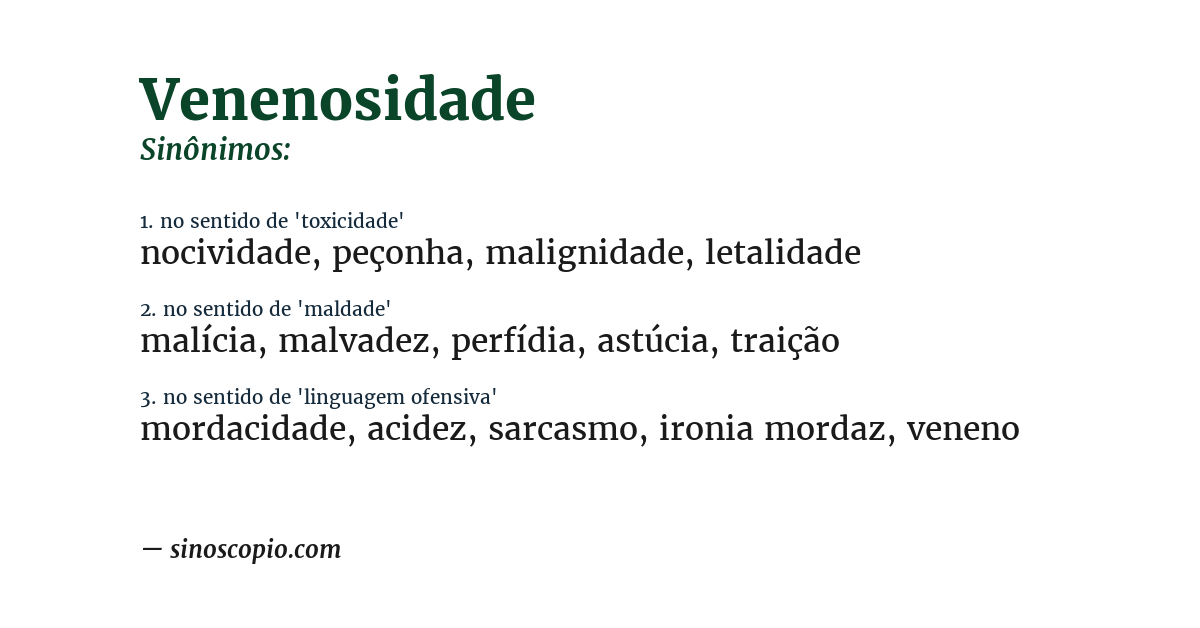 Sinônimo de venenosidade