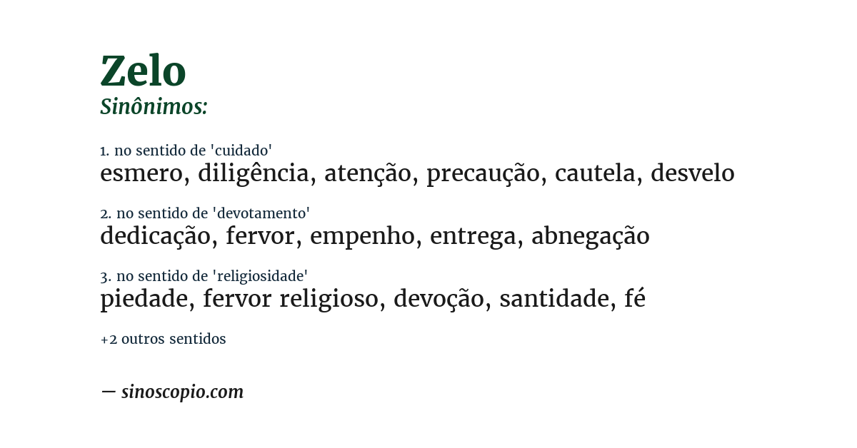 Sinônimo de zelo