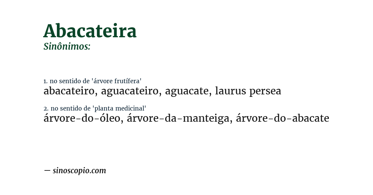 Sinônimo de abacateira