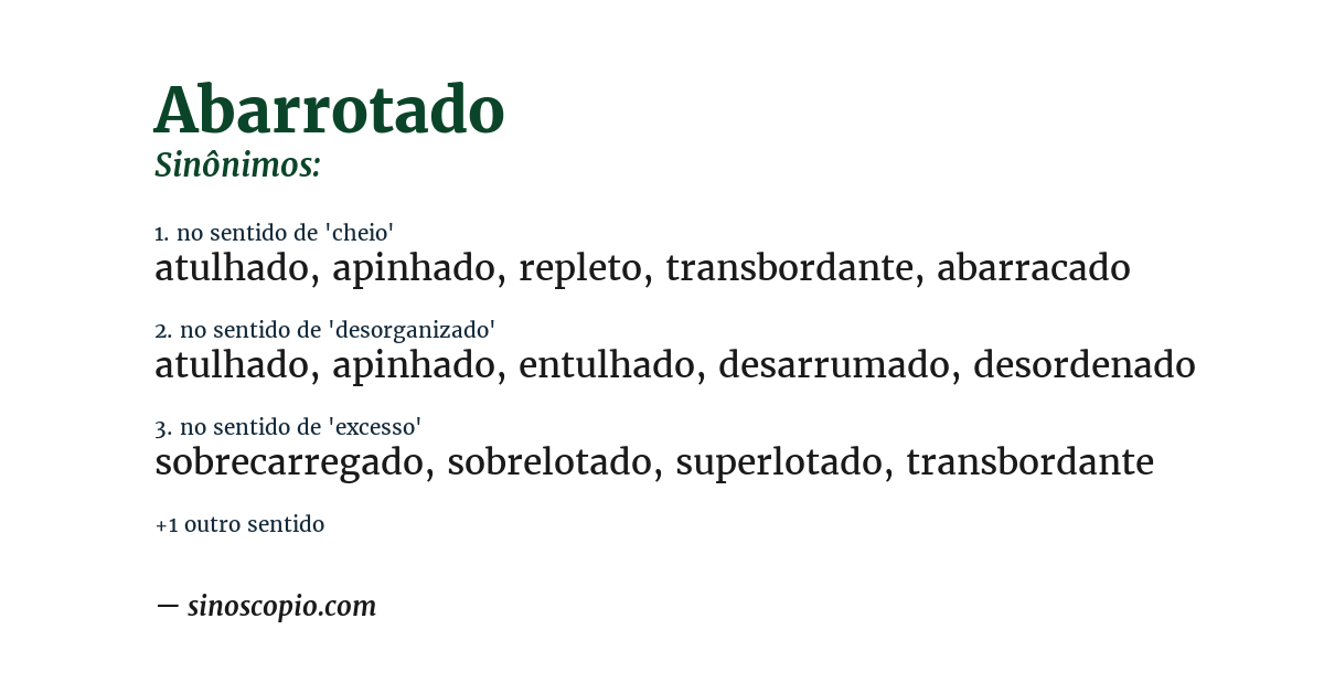 Sinônimo de abarrotado