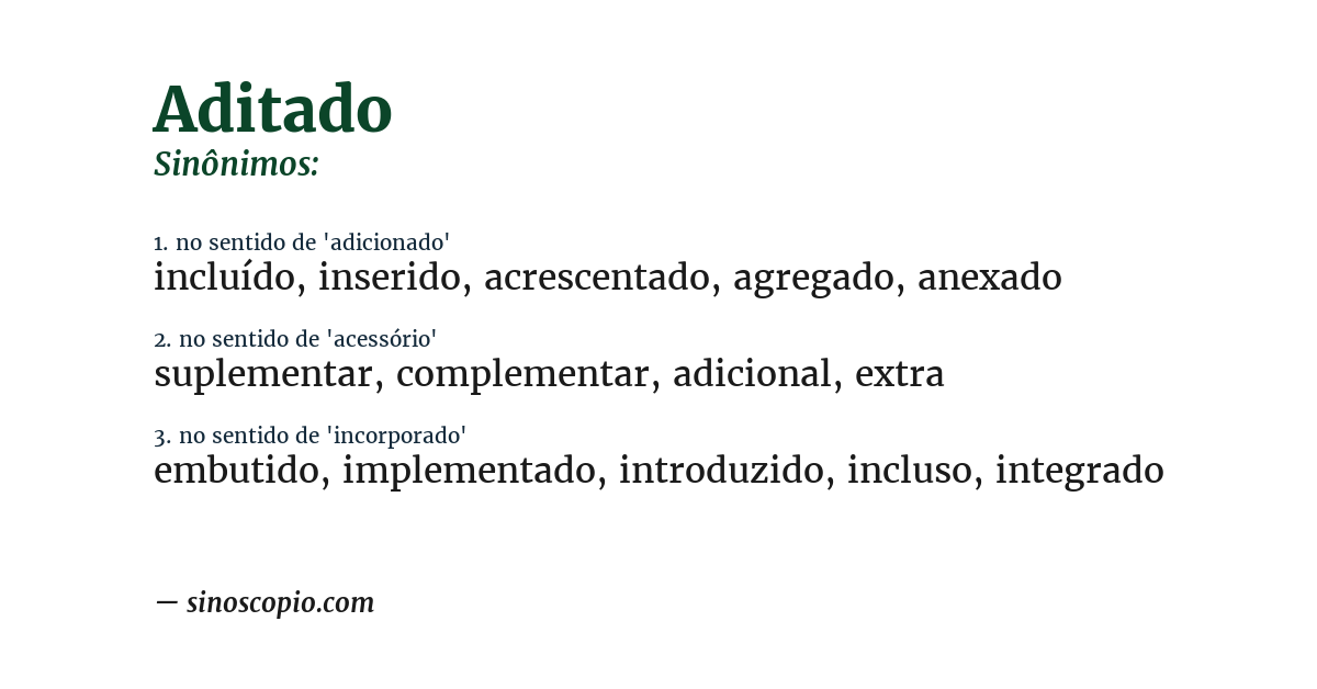 Sinônimo de aditado