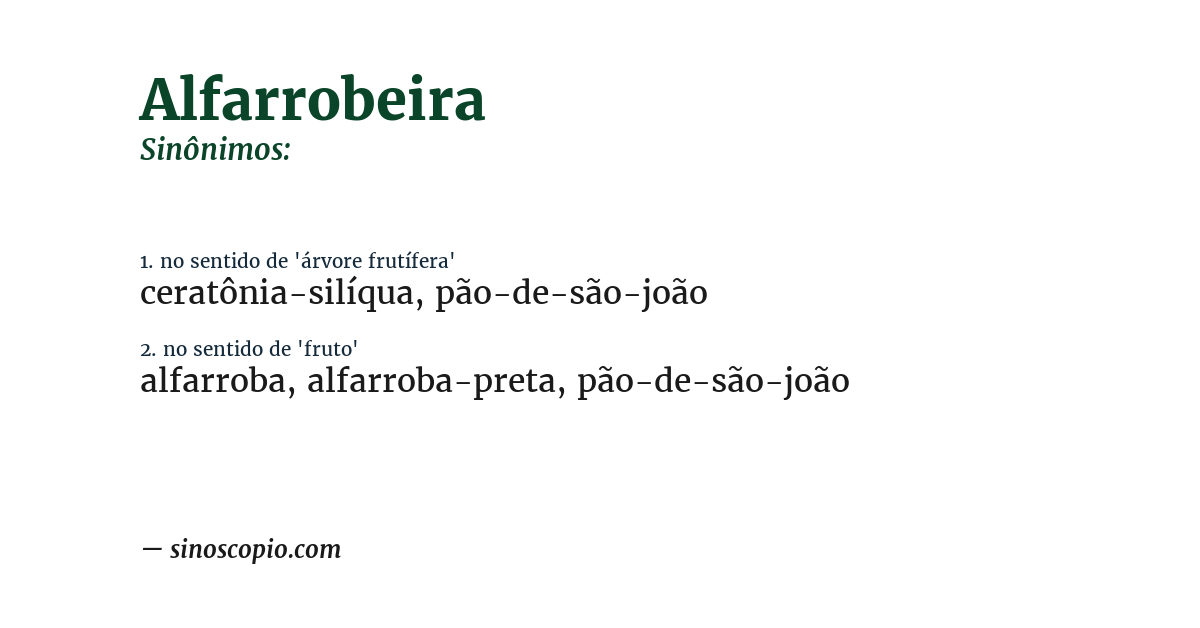 Sinônimo de alfarrobeira