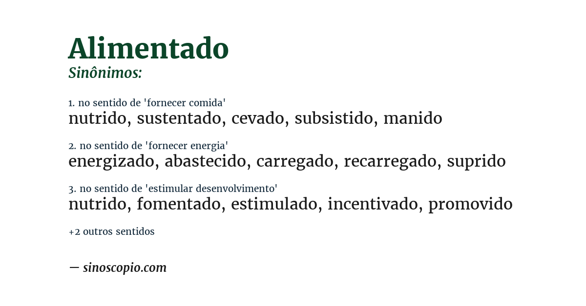 Sinônimo de alimentado
