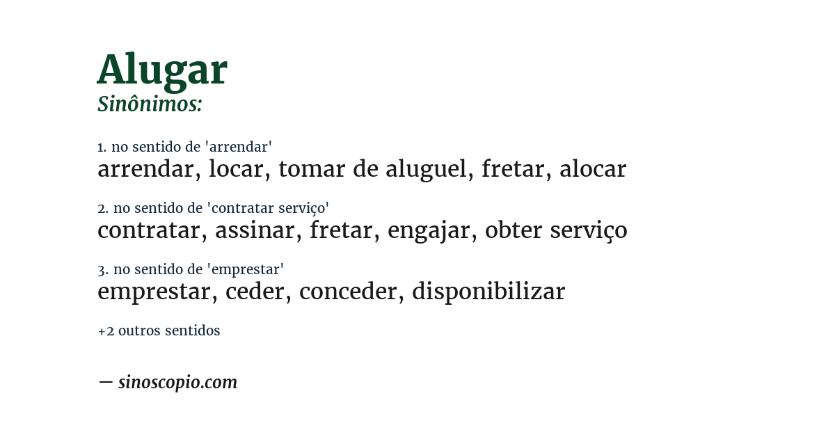 Sinônimo de alugar