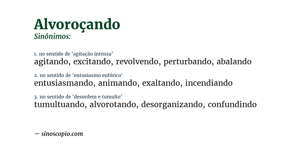 Sinônimo de alvoroçando