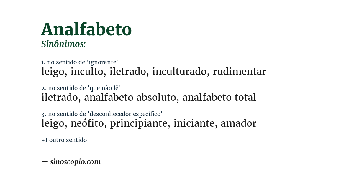 Sinônimo de analfabeto