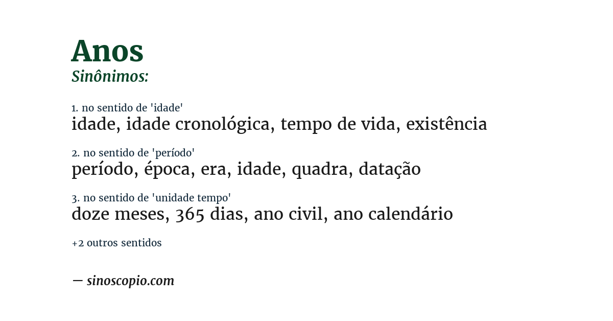 Sinônimo de anos