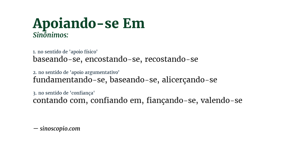 Sinônimo de apoiando-se em