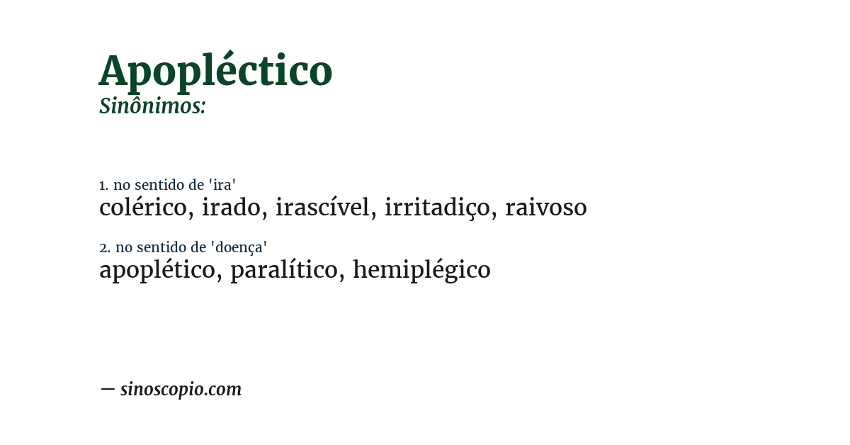 Sinônimo de apopléctico