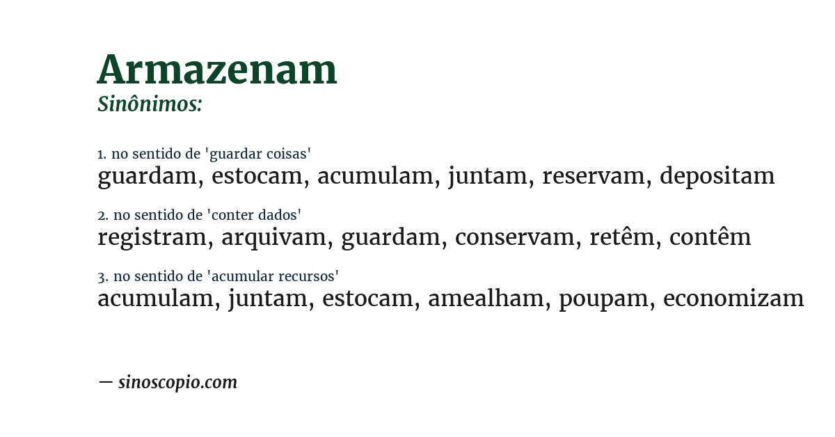 Sinônimo de armazenam