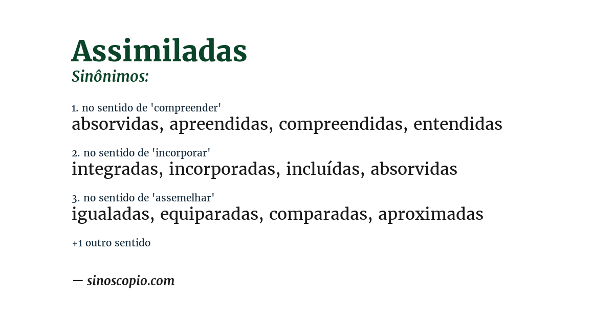Sinônimo de assimiladas