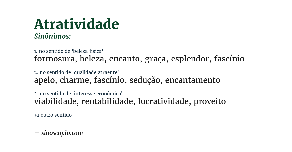 Sinônimo de atratividade