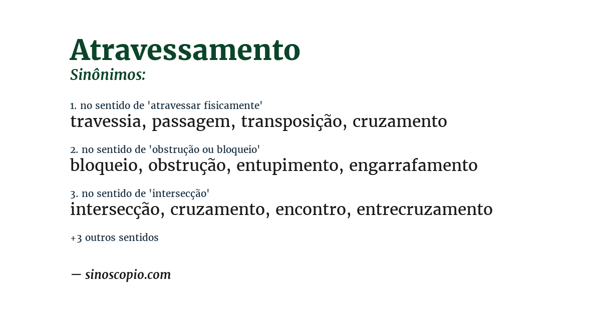 Sinônimo de atravessamento