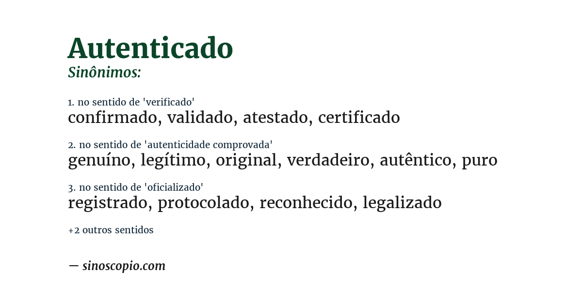 Sinônimo de autenticado