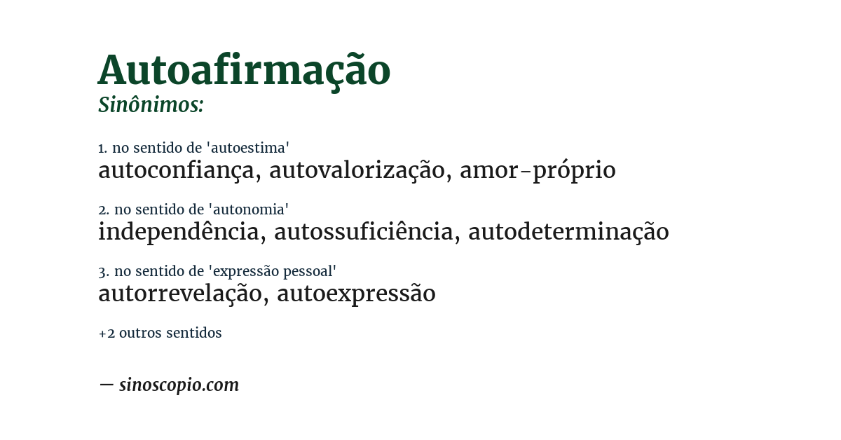 Sinônimo de autoafirmação