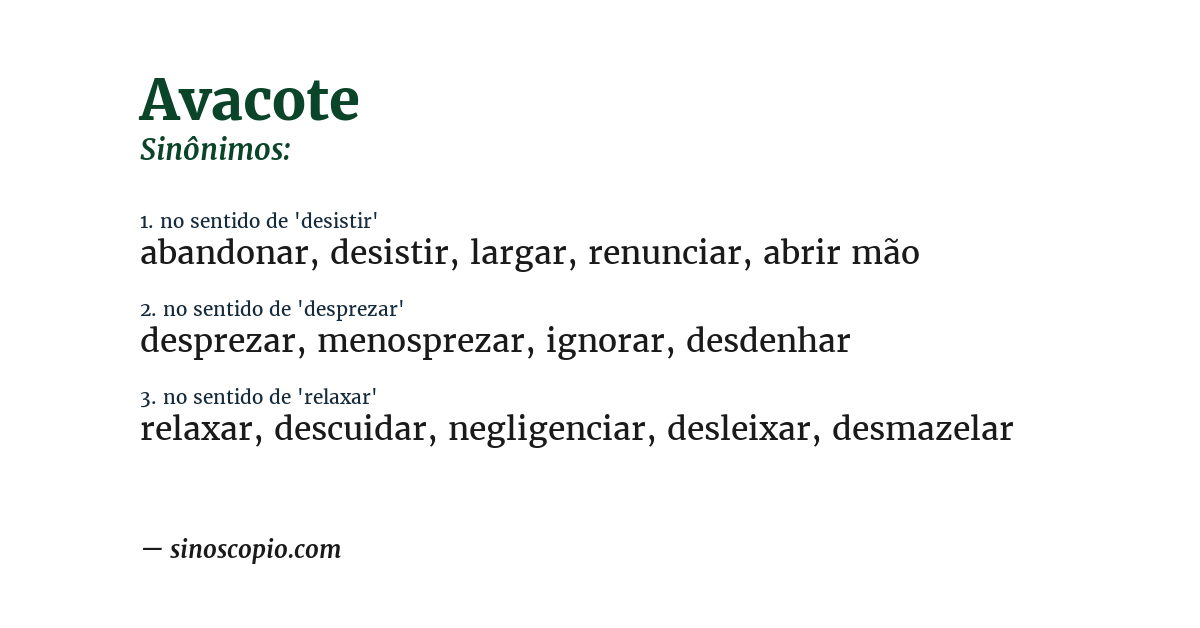 Sinônimo de avacote