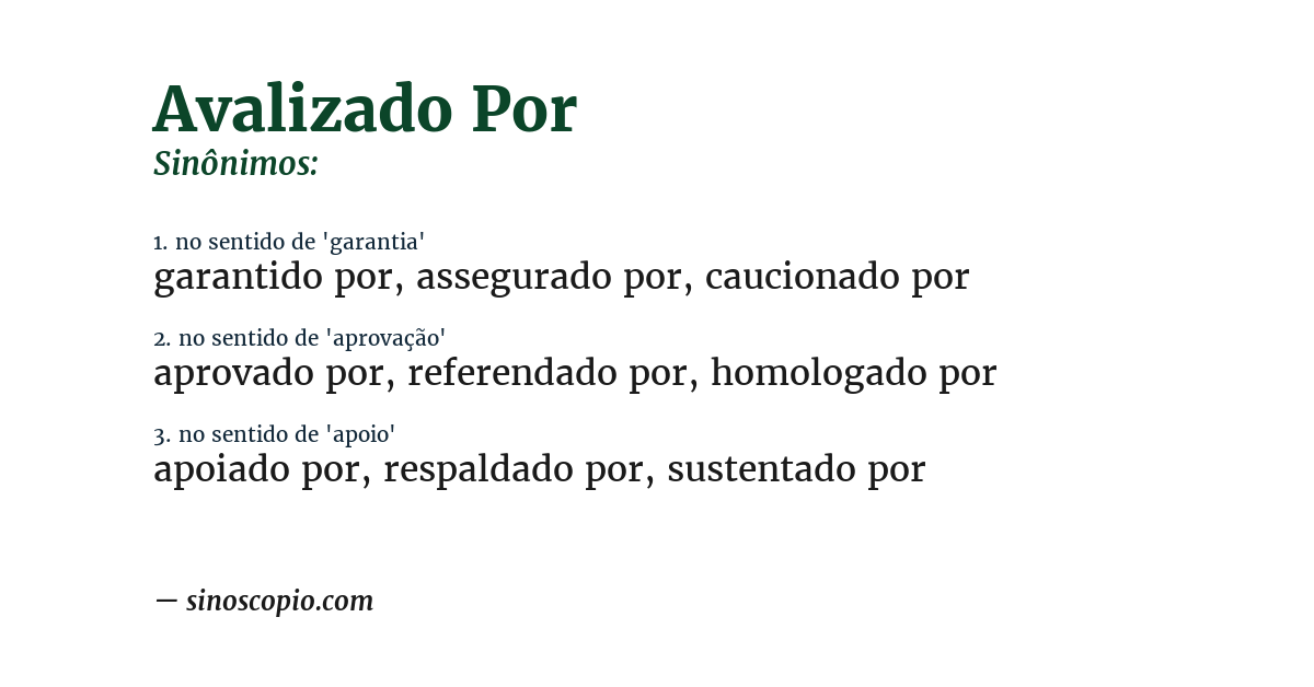 Sinônimo de avalizado por