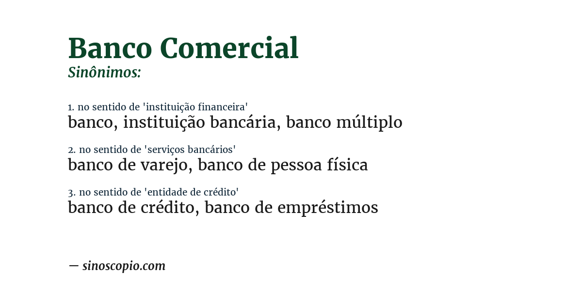 Sinônimo de banco comercial