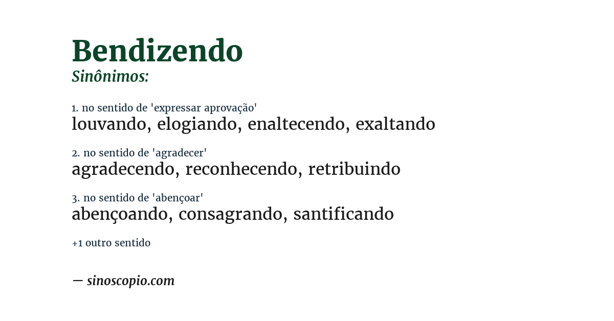 Sinônimo de bendizendo