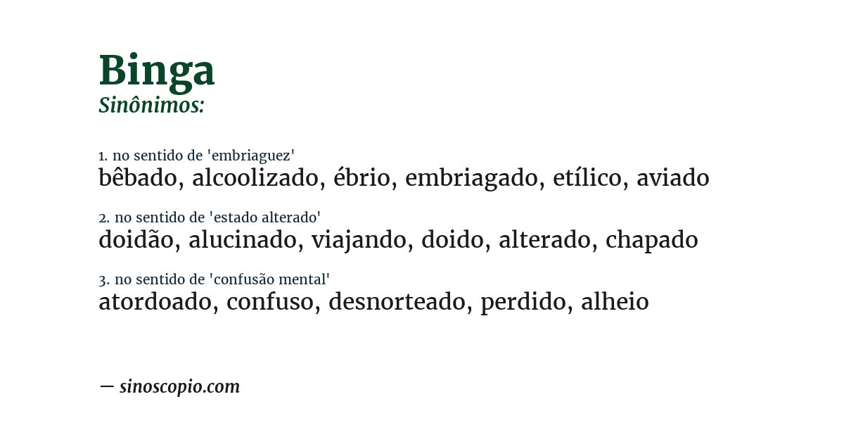 Sinônimo de binga