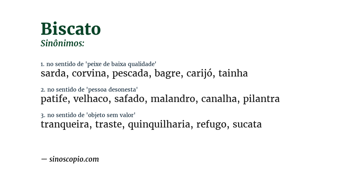 Sinônimo de biscato