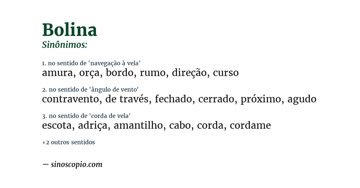 Sinônimo de bolina