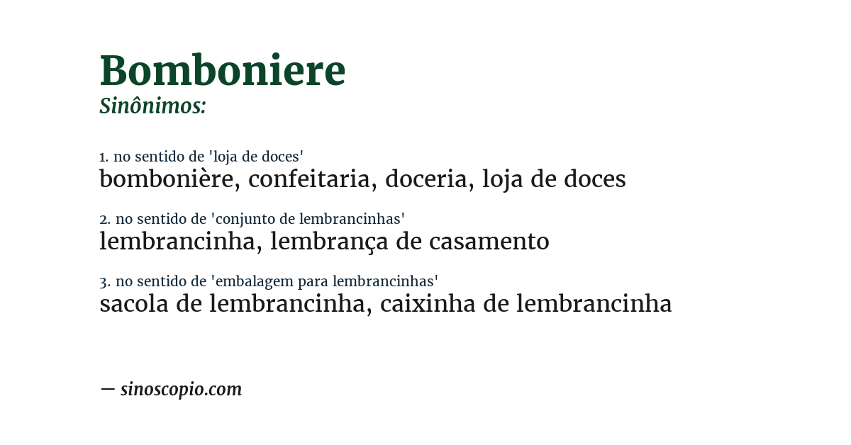 Sinônimo de bomboniere