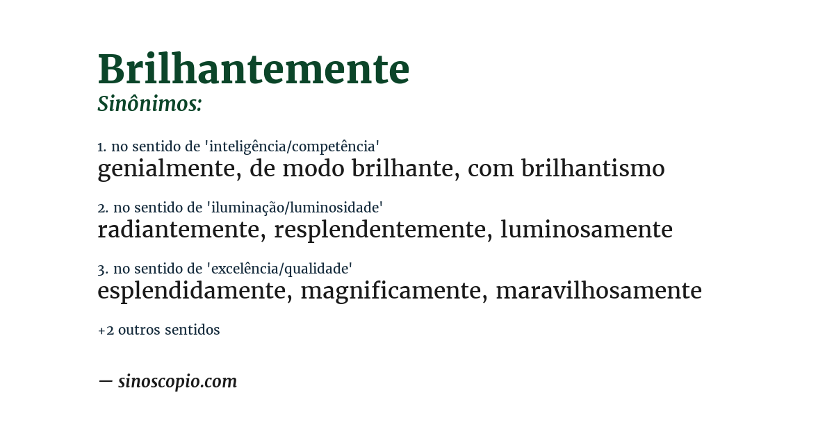 Sinônimo de brilhantemente