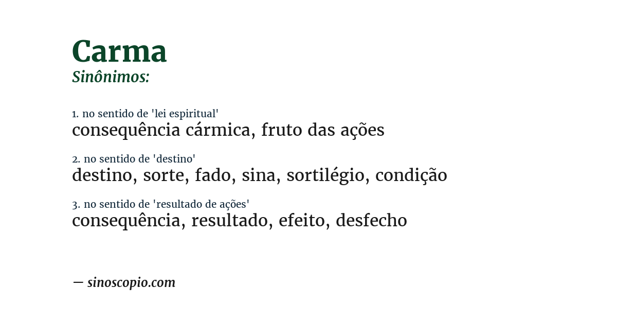 Sinônimo de carma