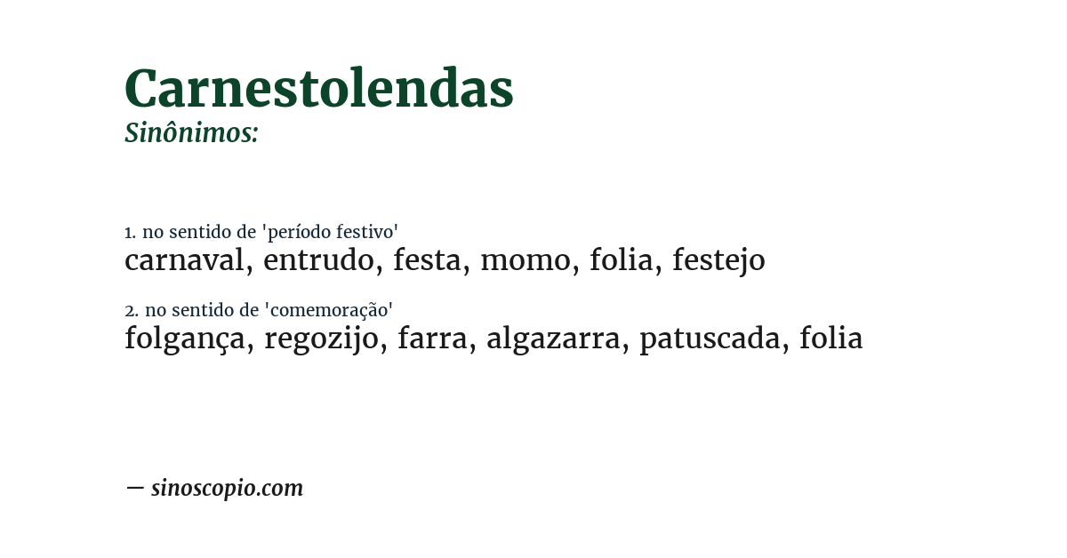Sinônimo de carnestolendas