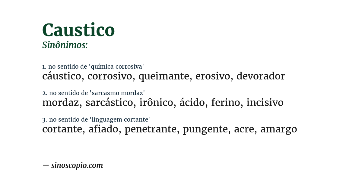 Sinônimo de caustico