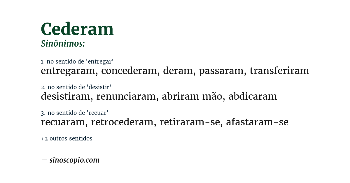 Sinônimo de cederam