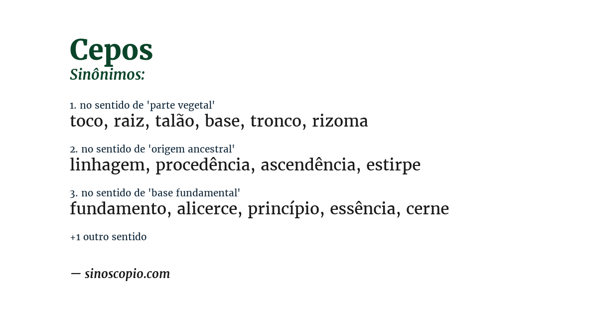 Sinônimo de cepos