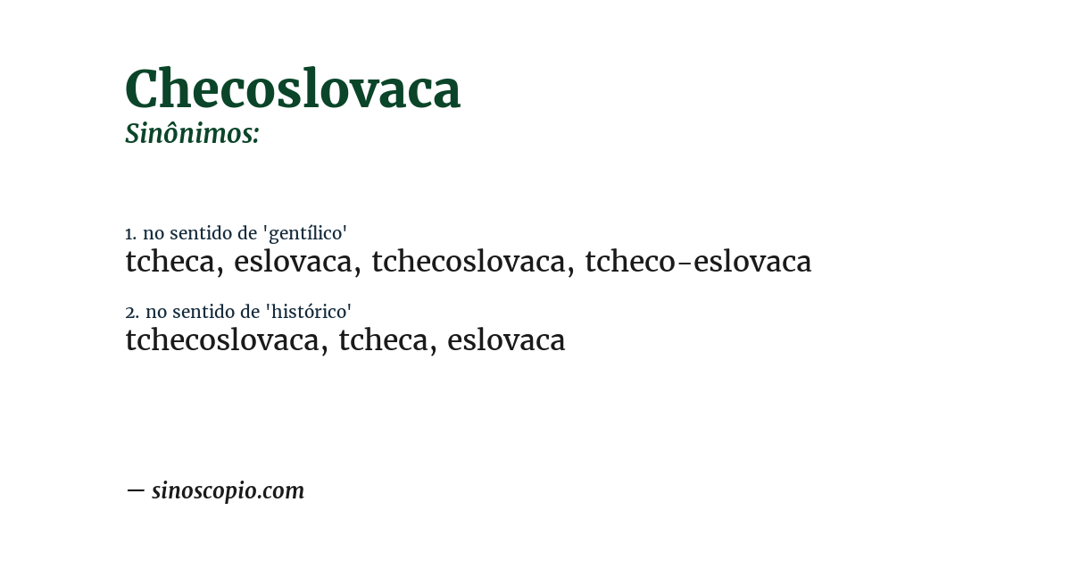 Sinônimo de checoslovaca