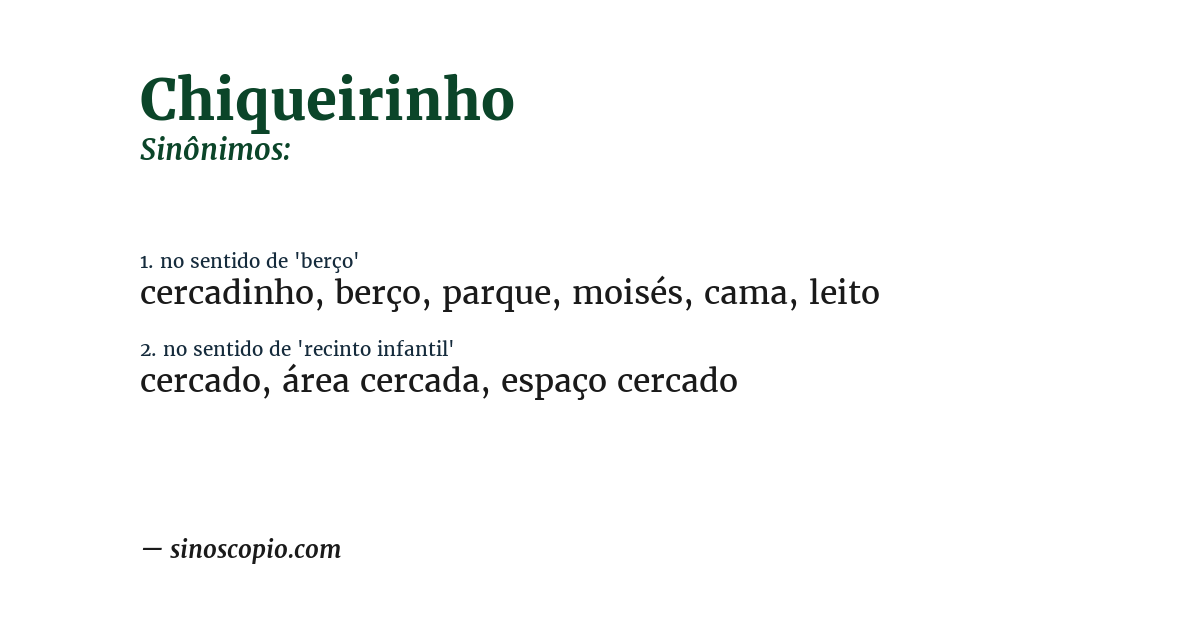 Sinônimo de chiqueirinho