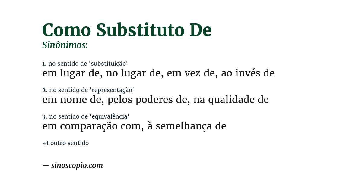 Sinônimo de como substituto de