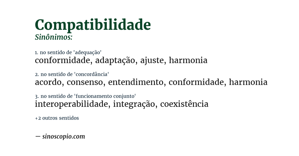 Sinônimo de compatibilidade