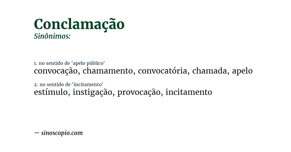 Sinônimo de conclamação
