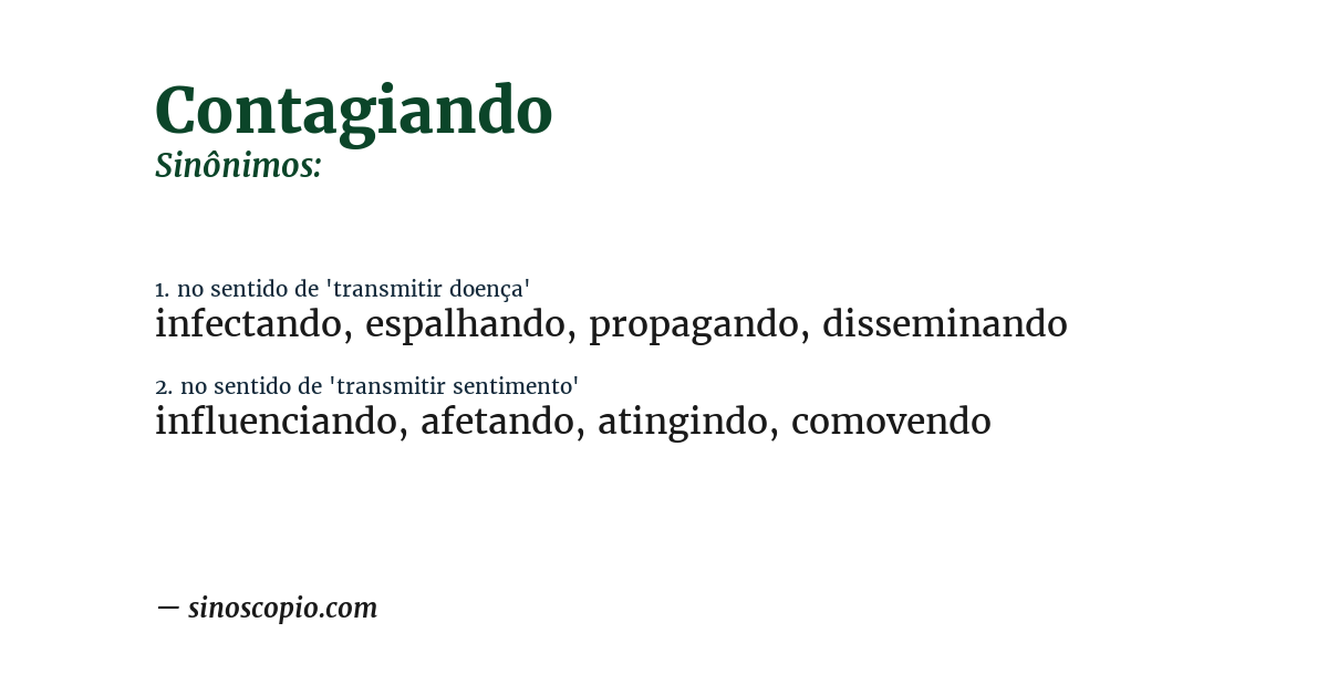 Sinônimo de contagiando