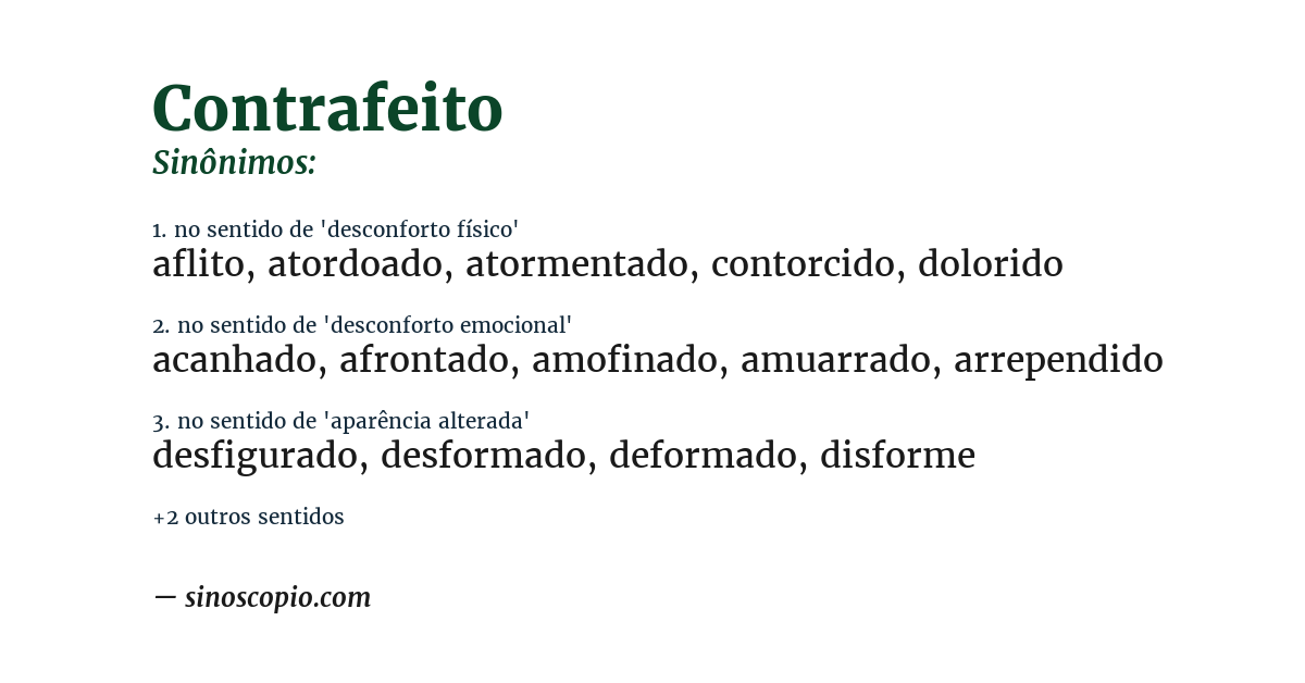 Sinônimo de contrafeito