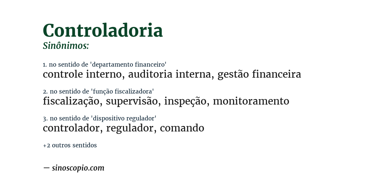 Sinônimo de controladoria